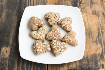 Heart Cookies Made of Whole Wheat and Prunes