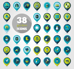 Garden Farm flat vector pin map icon