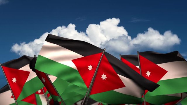 Waving Jordanian Flags