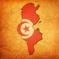 tunisia territory with flag