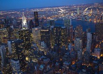 New York City Skyline East River Chrysler Building Night