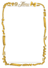 Blank Menu Page with Border. Italian Pasta