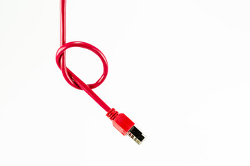 red patch cable with knot