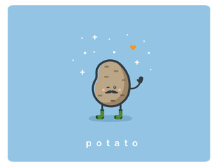 Vector flat Potato icon, food cartoon cute character 