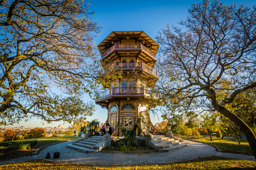 The Patterson Park Pagoda, in Baltimore, Maryland. - obrazy, fototapety, plakaty