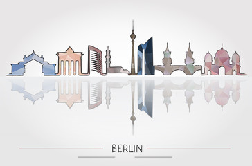 Berlin skyline detailed silhouette