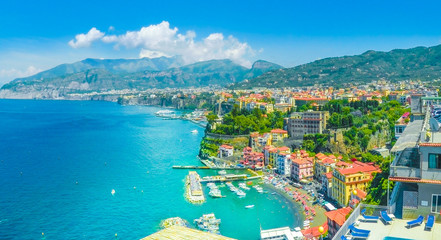 Aerial view of  Sorrento city, amalfi coast, Italy - obrazy, fototapety, plakaty