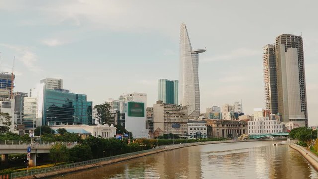 Panorama view of Ho Chi Minh City in the evening. Vietnam.