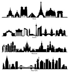 Obraz premium Set of vector Skyline silhouette