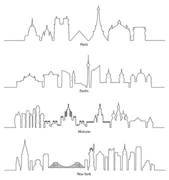 Set of vector Minimal Linear Skyline (Paris, Berlin, Moscow and New York)