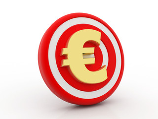 Target Euro Currency, Concept of Targeting Euro Currency, 3d rendering