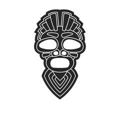 ancient tribal mask in black and white style