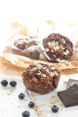 Oat muffin with blueberries for breakfast