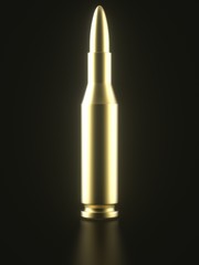 Single Gold Rifle Bullet On Black