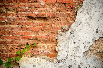  brick wall cracked cement Old , vintage brick background