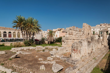 The remains of the old ancient temple Tempio di Apollo - Syracuse, Sicily