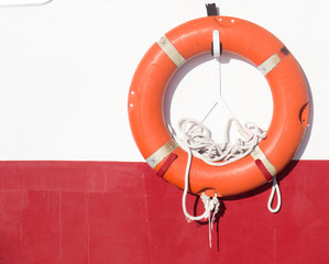 Lifebuoy attached to a  wall