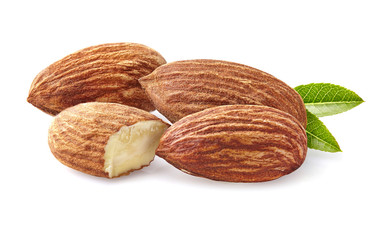 Almonds kernel with leaf