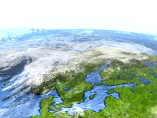 Scandinavian Peninsula on Earth - visible ocean floor