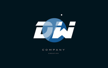 dw d w  blue white circle big font alphabet company letter logo