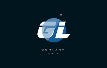 gl g l  blue white circle big font alphabet company letter logo © dragomirescu