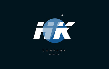 hk h k  blue white circle big font alphabet company letter logo
