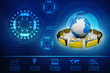 Data network,3d rendering