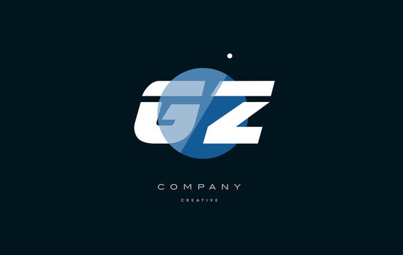 gz g z  blue white circle big font alphabet company letter logo
