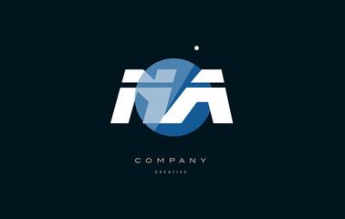 na n a  blue white circle big font alphabet company letter logo