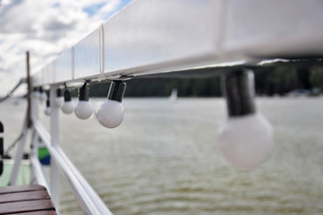 Polish landscape - lanterns on ship board.