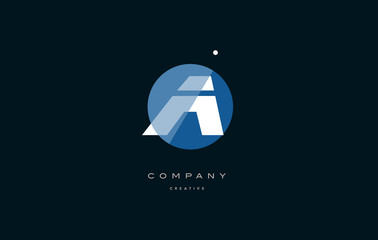 a blue white circle big font alphabet company letter logo