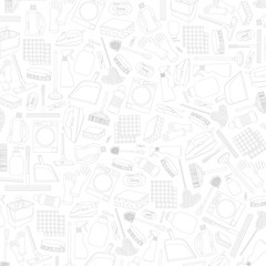 vector pattern of hand-drawn icons of cleaning kit