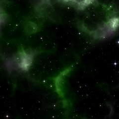 a stars background with green nebula