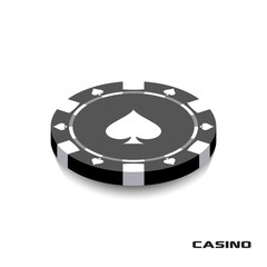 Black Spade Casino Chip Icon. Casino Chip Vector Illustration. Casino Chip lie on isolated on white background.
