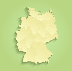 Germany map separate individual states green yellow vector