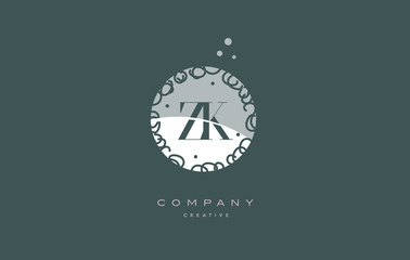 zk z k  monogram floral green alphabet company letter logo