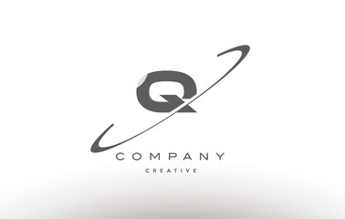 q swoosh grey alphabet letter logo