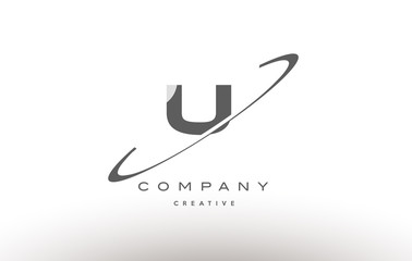 u swoosh grey alphabet letter logo