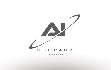 ai a i  swoosh grey alphabet letter logo