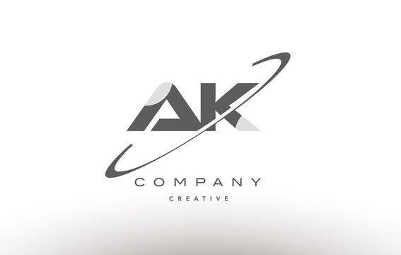 ak a k  swoosh grey alphabet letter logo