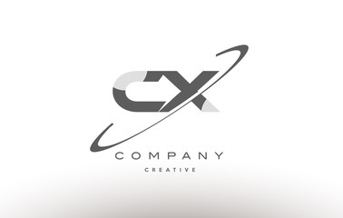 cx c x  swoosh grey alphabet letter logo