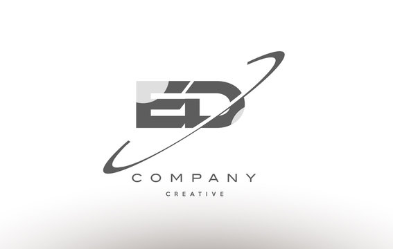 ed e d  swoosh grey alphabet letter logo