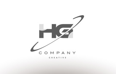 hg h g  swoosh grey alphabet letter logo