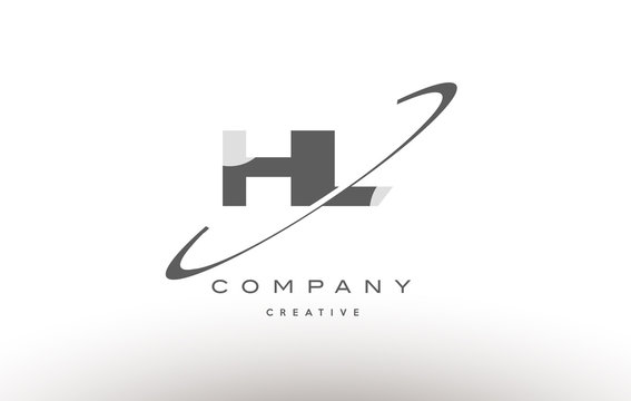 hl h l  swoosh grey alphabet letter logo