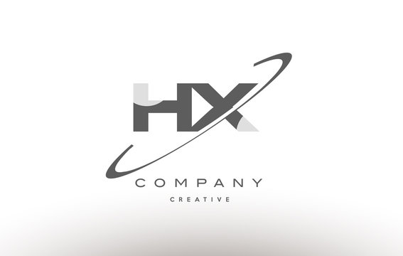 hx h x  swoosh grey alphabet letter logo