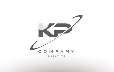 kp k p  swoosh grey alphabet letter logo