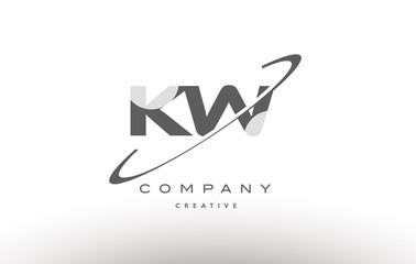 kw k w  swoosh grey alphabet letter logo