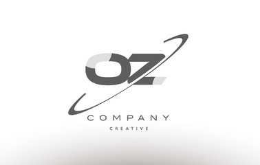 oz o z  swoosh grey alphabet letter logo