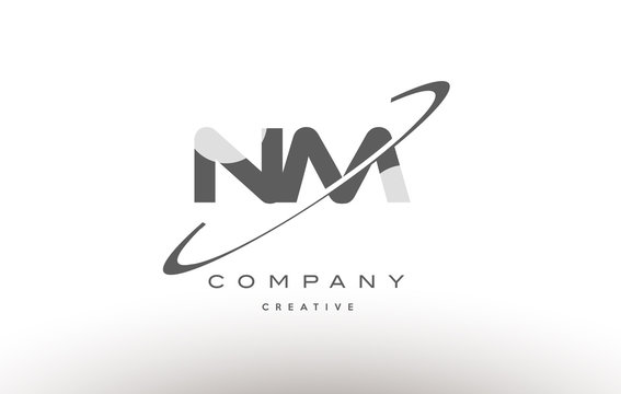 nm n m  swoosh grey alphabet letter logo