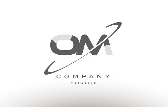 om o m  swoosh grey alphabet letter logo